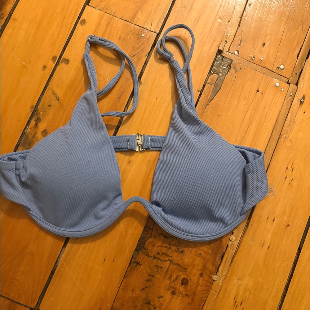 Zaful Light Blue Ribbed Underwire Bikini Top